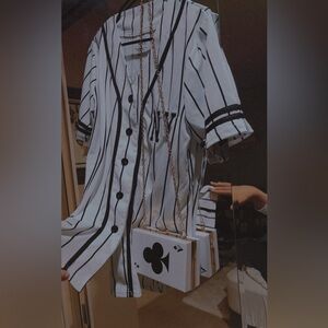 Baddie Striped NY Button-Up Jersey (Purse not included)